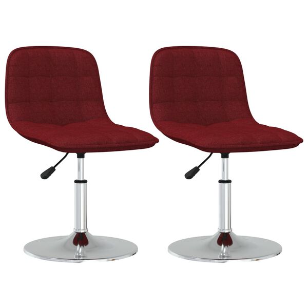 vidaXL Sillas de comedor giratorias 2 unidades tela rojo vino tinto