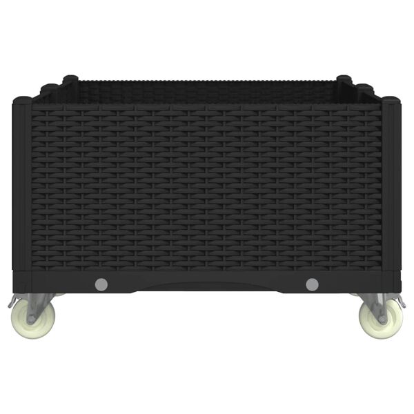 vidaXL Jardinera con ruedas PP negro 100x80x54 cm