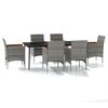 vidaXL Juego de comedor de jard&iacute;n 7 piezas con cojines gris y negro