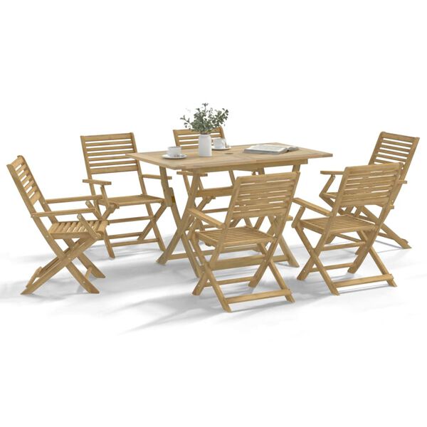 vidaXL Juego de comedor para jard&iacute;n 7 piezas madera maciza acacia