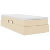 vidaXL Cama con almacenamiento y colch&oacute;n Crema 90 x 190 cm Poli&eacute;ster