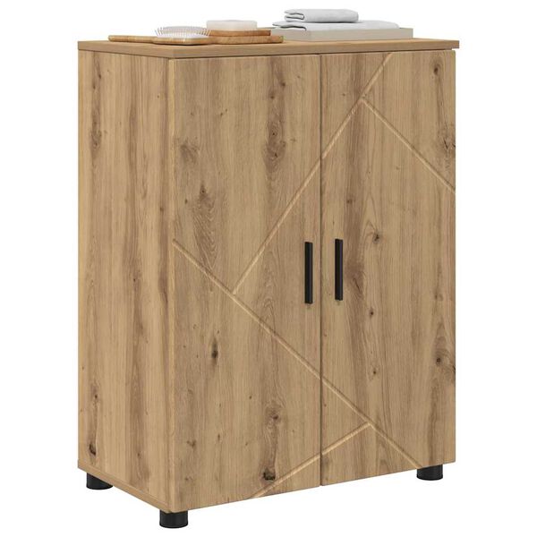 vidaXL Gabinete de Ba&ntilde;o con puerta Roble artesanal 60 x 35 x 80 cm