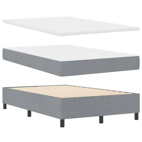 vidaXL Cama tipo Box Spring con colch&oacute;n Gris Claro 120 x 190 cm tela