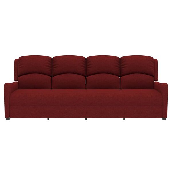 vidaXL Sill&oacute;n reclinable de masaje 4 plazas tela rojo tinto