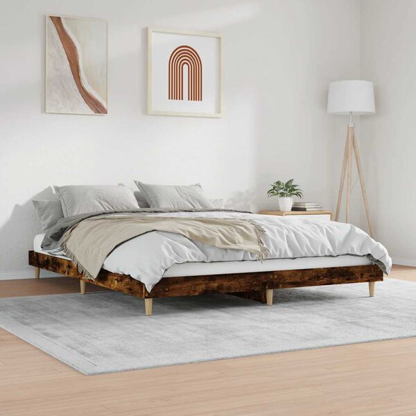 vidaXL Estructura de cama sin colchón madera roble ahumado 120x200 cm