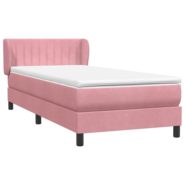 vidaXL Cama box spring con colch&oacute;n terciopelo rosa 100x220 cm