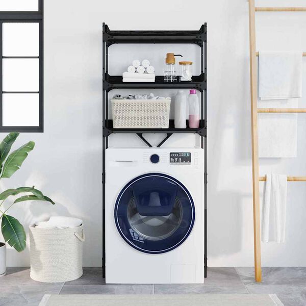 vidaXL Estante para lavadora con estante Roble Negro 67 x 25 x 163 cm
