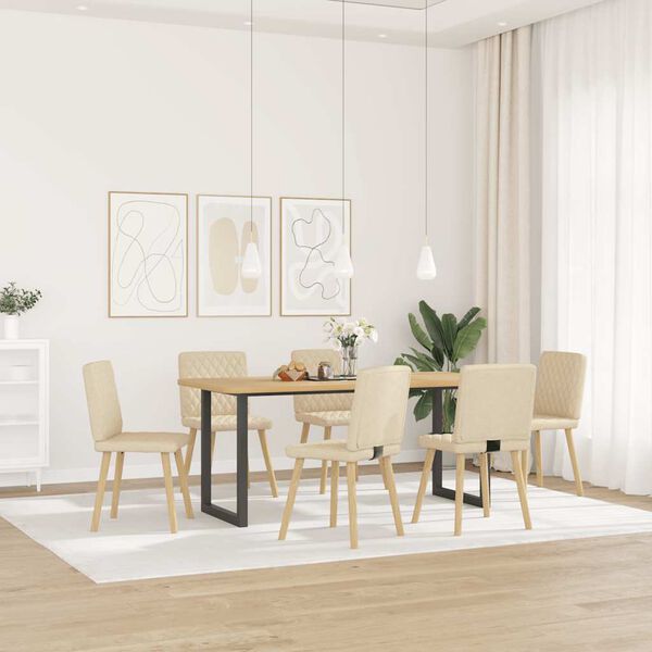 vidaXL Sillas de comedor 6 unidades tela color crema