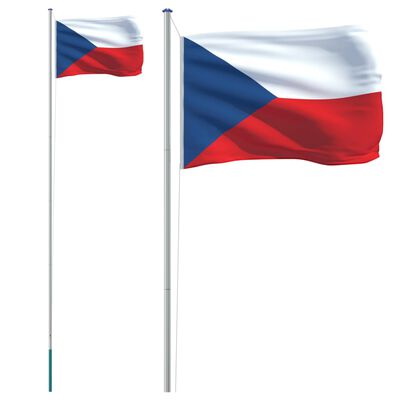 vidaXL Mástil y bandera de República Checa aluminio 6,23 m