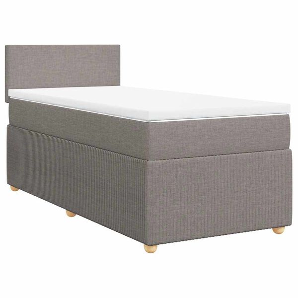 vidaXL Cama box spring con colch&oacute;n tela gris taupe 90x200 cm