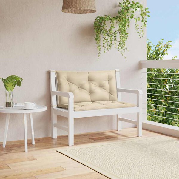 vidaXL Cojín de banco de jardín tela Oxford beige 100x(50+50)x7 cm