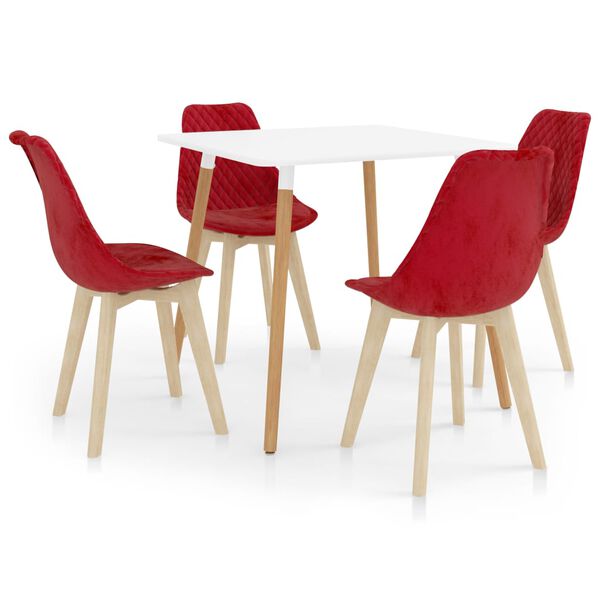 vidaXL Juego de comedor 5 piezas rojo
