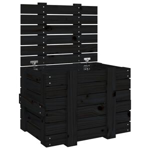 vidaXL Caja de almacenaje madera maciza de pino negra 58x40,5x42 cm