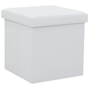 vidaXL Taburete con almacenaje plegable cuero sint&eacute;tico blanco