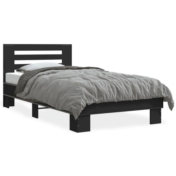 vidaXL Estructura de cama madera de ingenier&iacute;a y metal negra 75x190 cm
