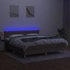 vidaXL Cama box spring con colch&oacute;n LED tela gris taupe 160x200 cm