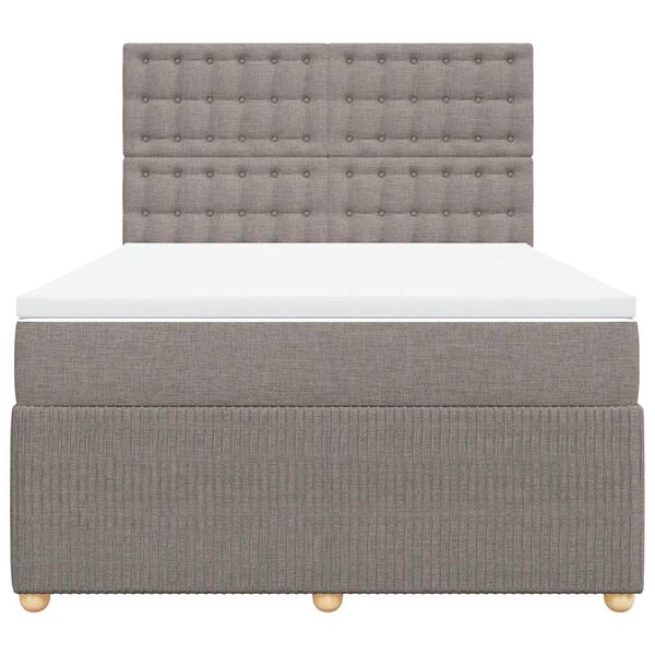 vidaXL Cama box spring con colch&oacute;n tela gris taupe 140x200 cm