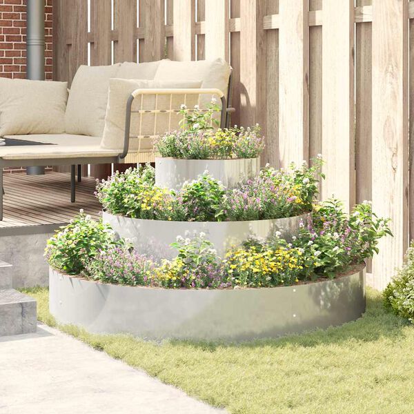 vidaXL Maceta para Jardín Plateado 120 x 120 x 20 cm Acero Galvanizado