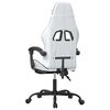 vidaXL Silla gaming giratoria reposapi&eacute;s cuero sint&eacute;tico blanco negro