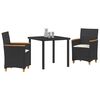 vidaXL Conjunto de Comedor de Jardín 3 pcs Negro ratán sintético