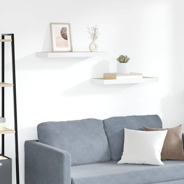 vidaXL Estante flotante pared 2 uds MDF roble y blanco 60x23,5x3,8 cm