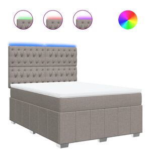 vidaXL Cama box spring con colch&oacute;n tela gris taupe 140x200 cm