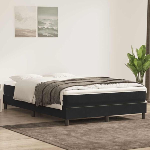 vidaXL Cama box spring con colch&oacute;n terciopelo negro 160x210 cm