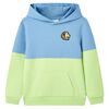 Sudadera infantil con capucha azul y amarillo suave 104