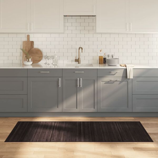 vidaXL Alfombra rectangular bamb&uacute; marr&oacute;n oscuro 80x200 cm