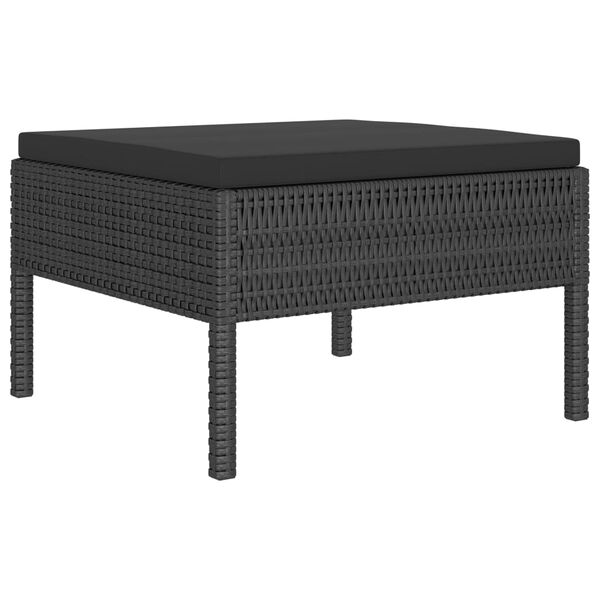 vidaXL Set de muebles de jard&iacute;n 6 pzas y cojines rat&aacute;n sint&eacute;tico negro