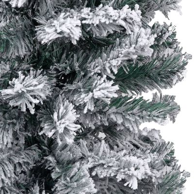 vidaXL Árbol de Navidad delgado con luces y nieve PVC verde 120 cm