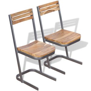 vidaXL Sillas de comedor 2 uds madera maciza de teca