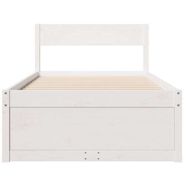 vidaXL Estructura de cama sin colch&oacute;n madera maciza blanca 90x190 cm