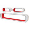 vidaXL Estantes flotantes pared 3 pzas libros/DVD MDF blanco rojo