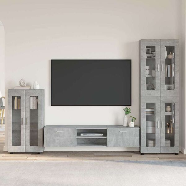 vidaXL Conjunto de mueble de TV Gris Concreto Madera de ingenier&iacute;a