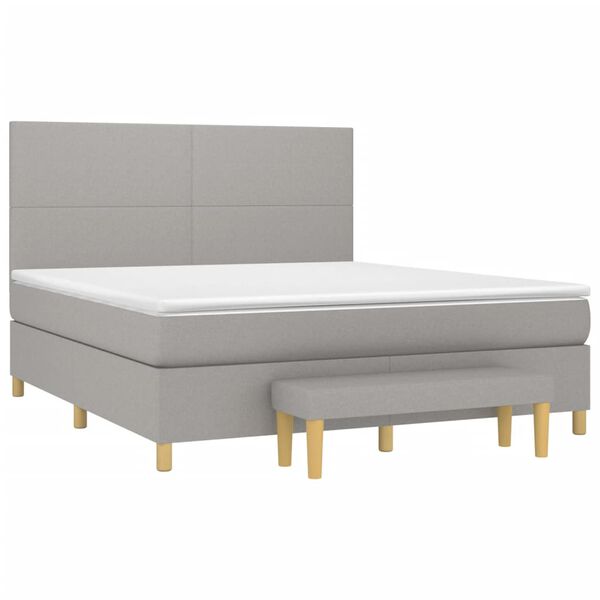 vidaXL Cama box spring con colch&oacute;n tela gris claro 160x200 cm
