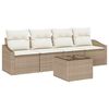 vidaXL Juego de Sof&aacute; 5 uds. Beige y Crema rat&aacute;n sint&eacute;tico