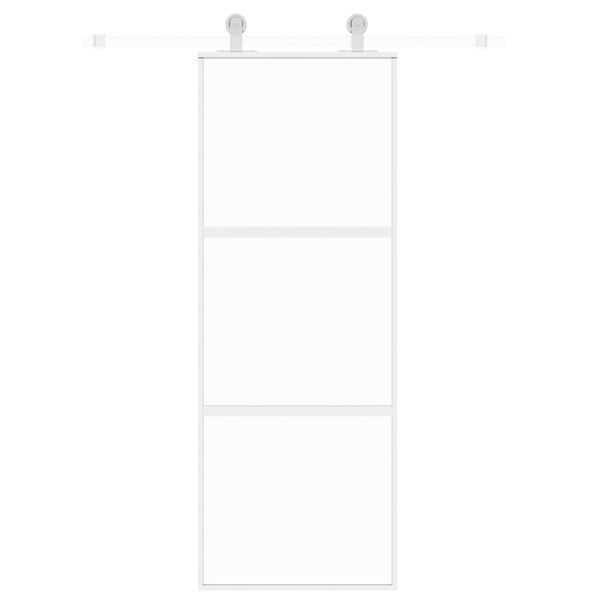 vidaXL Puerta corredera vidrio templado y aluminio blanca 76x205 cm
