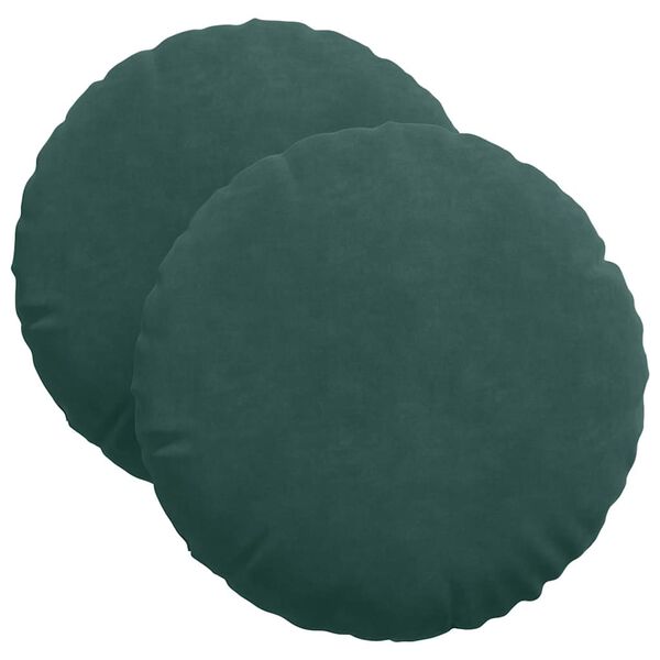 vidaXL Cojines para asiento 2 pcs Verde oscuro Ø 40 x 13 cm Terciopelo