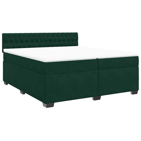 vidaXL Cama box spring con colch&oacute;n terciopelo verde oscuro 200x200 cm