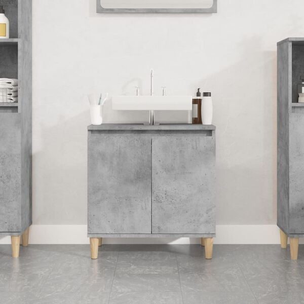 vidaXL Armario de lavabo madera contrachapada gris hormigón 58x33x60cm