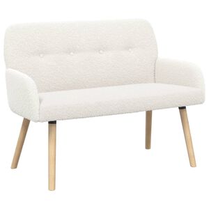 vidaXL Sof&aacute; de 2 plazas con patas de madera maciza Crema Boucl&eacute;