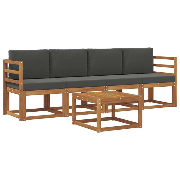 vidaXL Conjunto de sof&aacute;s de exterior 5 pcs Natural y Antracita