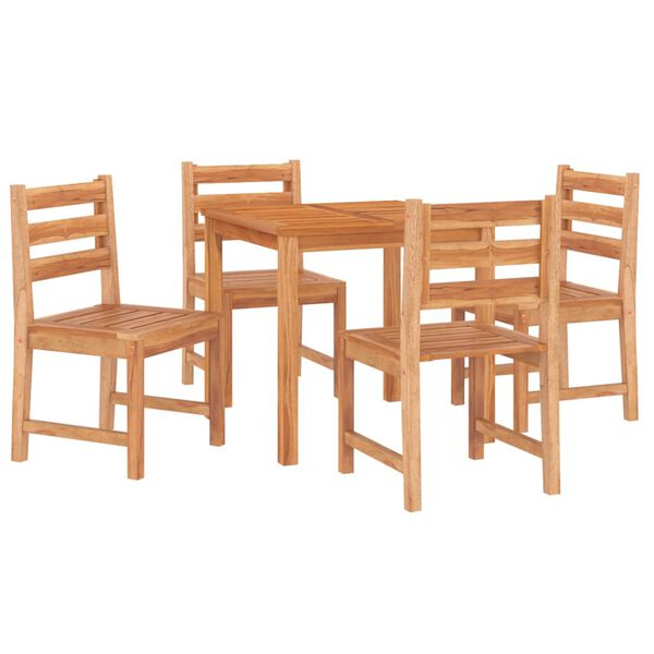 vidaXL Juego de comedor para jardín 5 piezas madera maciza de teca