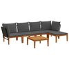 vidaXL 6 uds. Madera de Acacia S&oacute;lida y Cuerda Natural