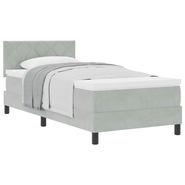 vidaXL Cama tipo Box Spring Gris Claro 90 x 190 cm Terciopelo