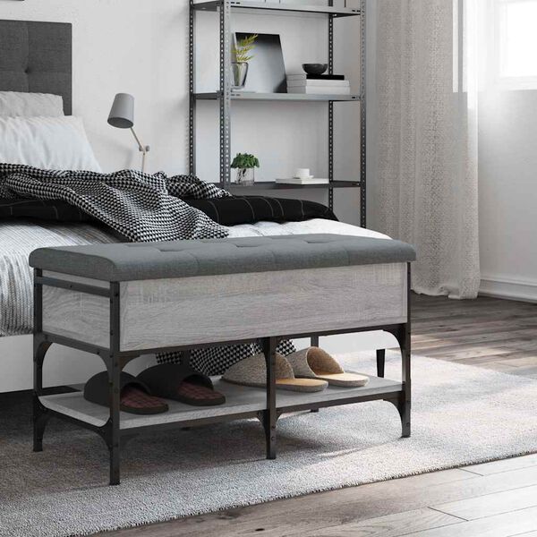 vidaXL Banco zapatero madera de ingenier&iacute;a gris Sonoma 82x42x45 cm