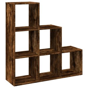 vidaXL Librer&iacute;a divisor 3 niveles madera roble ahumado 99x29x99 cm