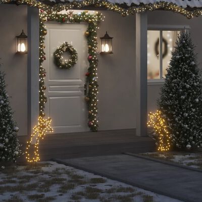 vidaXL Estrella fugaz de luces Navidad con estacas 80 LED 62 cm