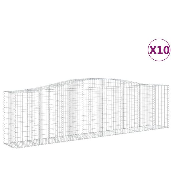 vidaXL Cestas de gaviones 10 uds forma de arco hierro 400x50x100/120cm